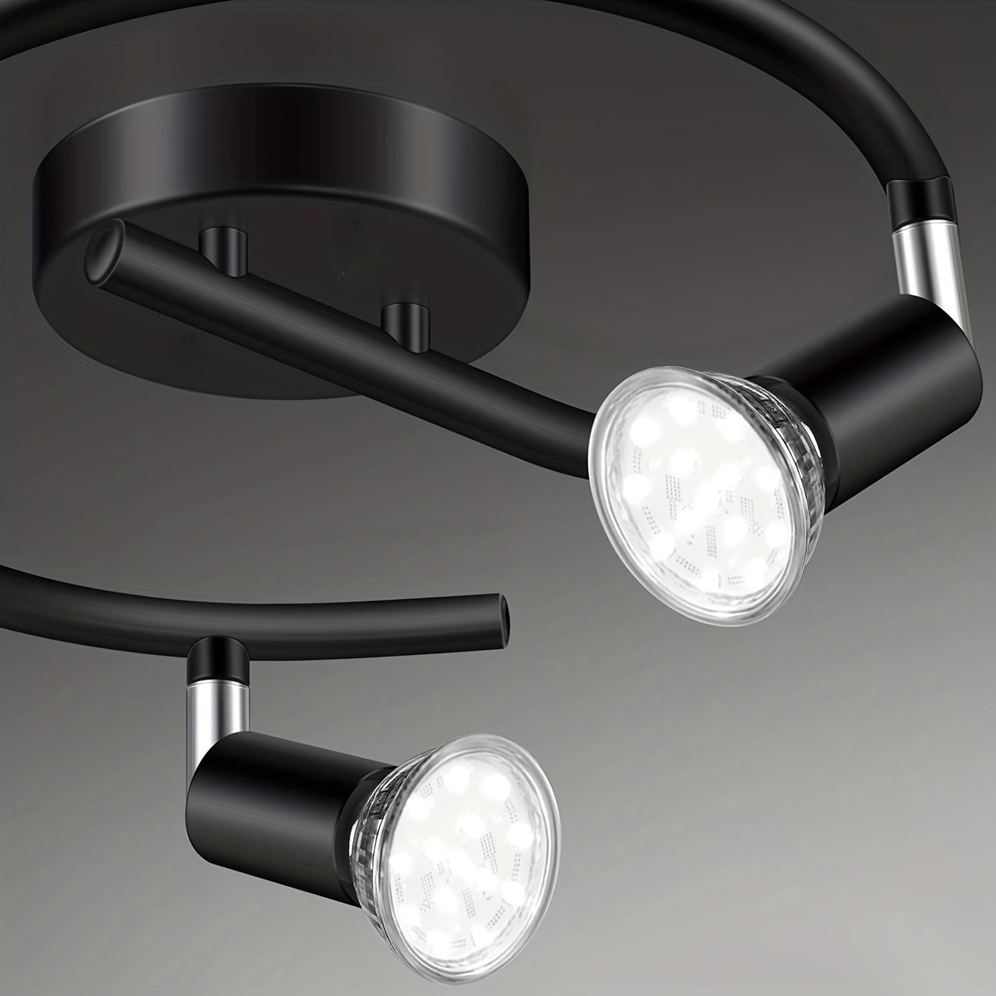 LED-taklampa, rund och roterbar, 3-vägs modern taklampa, lämplig för 3 glödlampor, med 3 GU10 glödlampor, 5000k