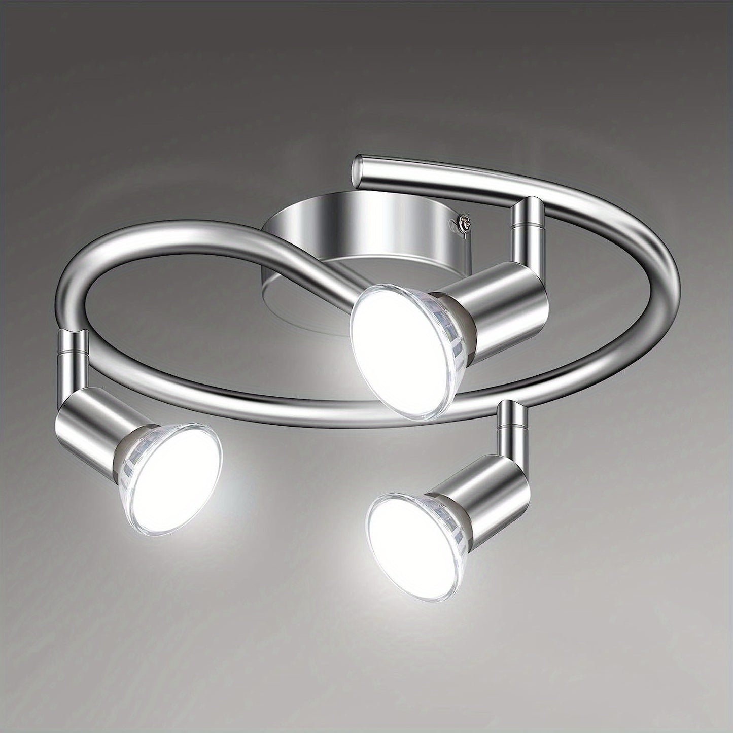 LED-taklampa, rund och roterbar, 3-vägs modern taklampa, lämplig för 3 glödlampor, med 3 GU10 glödlampor, 5000k