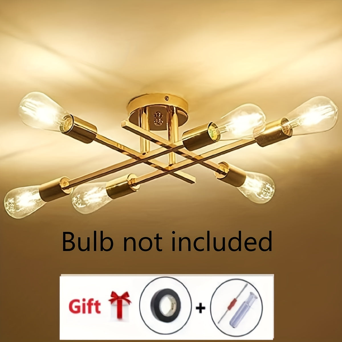 6-Light E26 DIY-taklampor, modern ljuskrona, gratis skruvmejsel och elektrisk tejp (utan glödlampa)