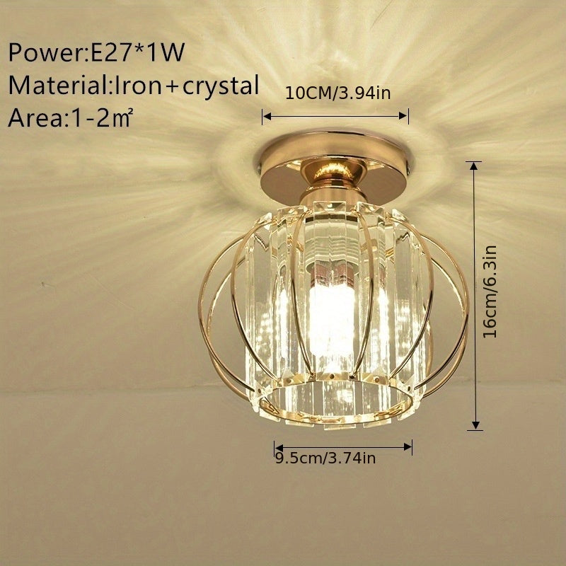 1st kristall halvspolande taklampa, E26 E27 modern svart ljuskrona, inomhuslampa, belysning för hall