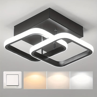 1st modernt led takljus, 2 lampor (svart) fast enhet, kallt/varmt/dagsljus 3 färgtemperatur omkopplingsbart ljus, infällt, för hall entré hall sovrum