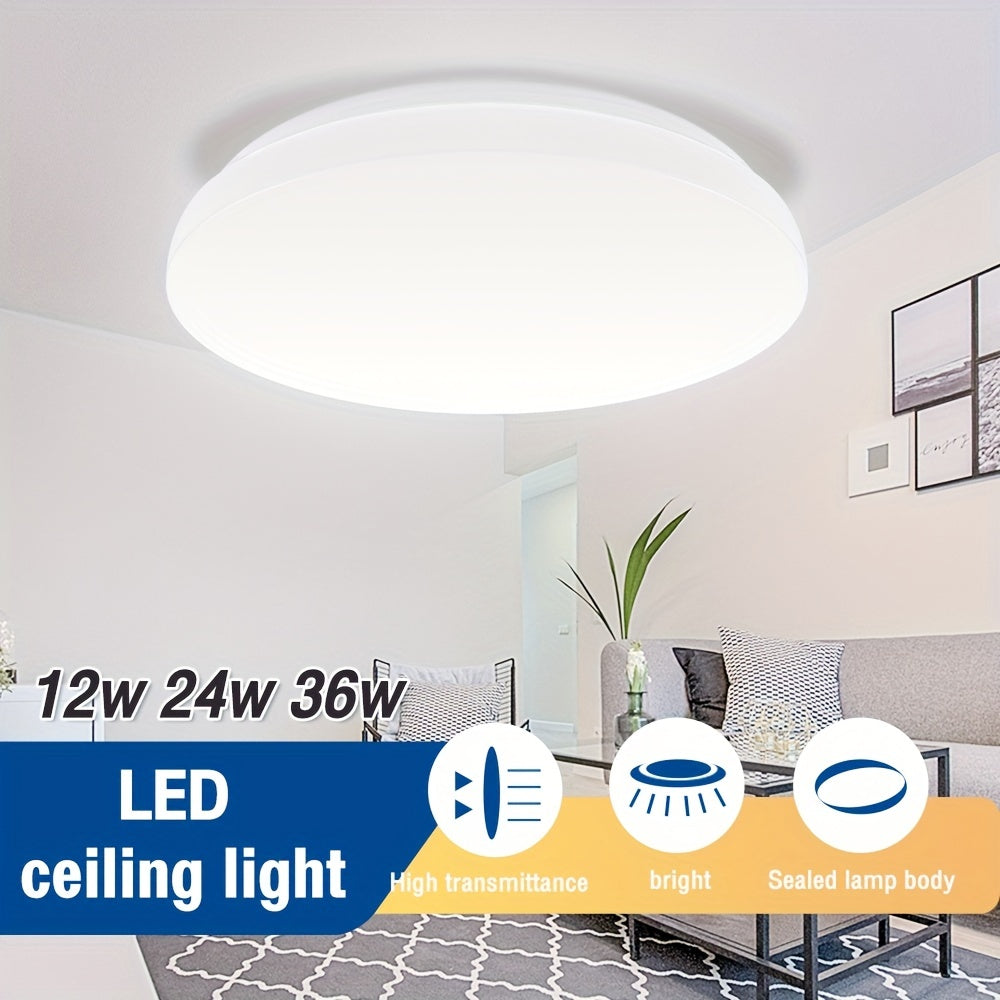 1st enkel LED-taklampa, 12W, 24W, 36W (motsvarande 120W)6000K rund taklampa, för sovrum, korridor, balkong, garage, kök