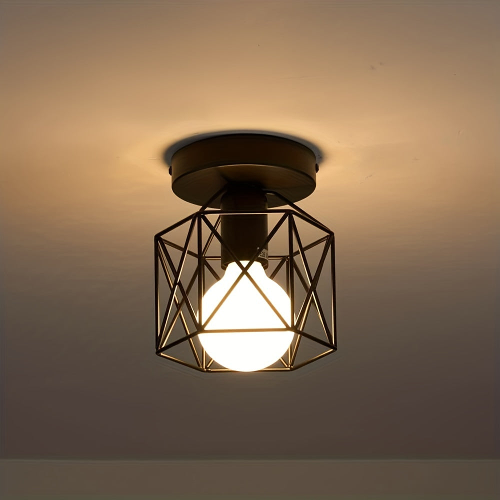 1st semi infälld taklampa, E26 E27 Vintage svart industriell taklampa för veranda kök Bondgårdsbelysning, glödlampor ingår inte
