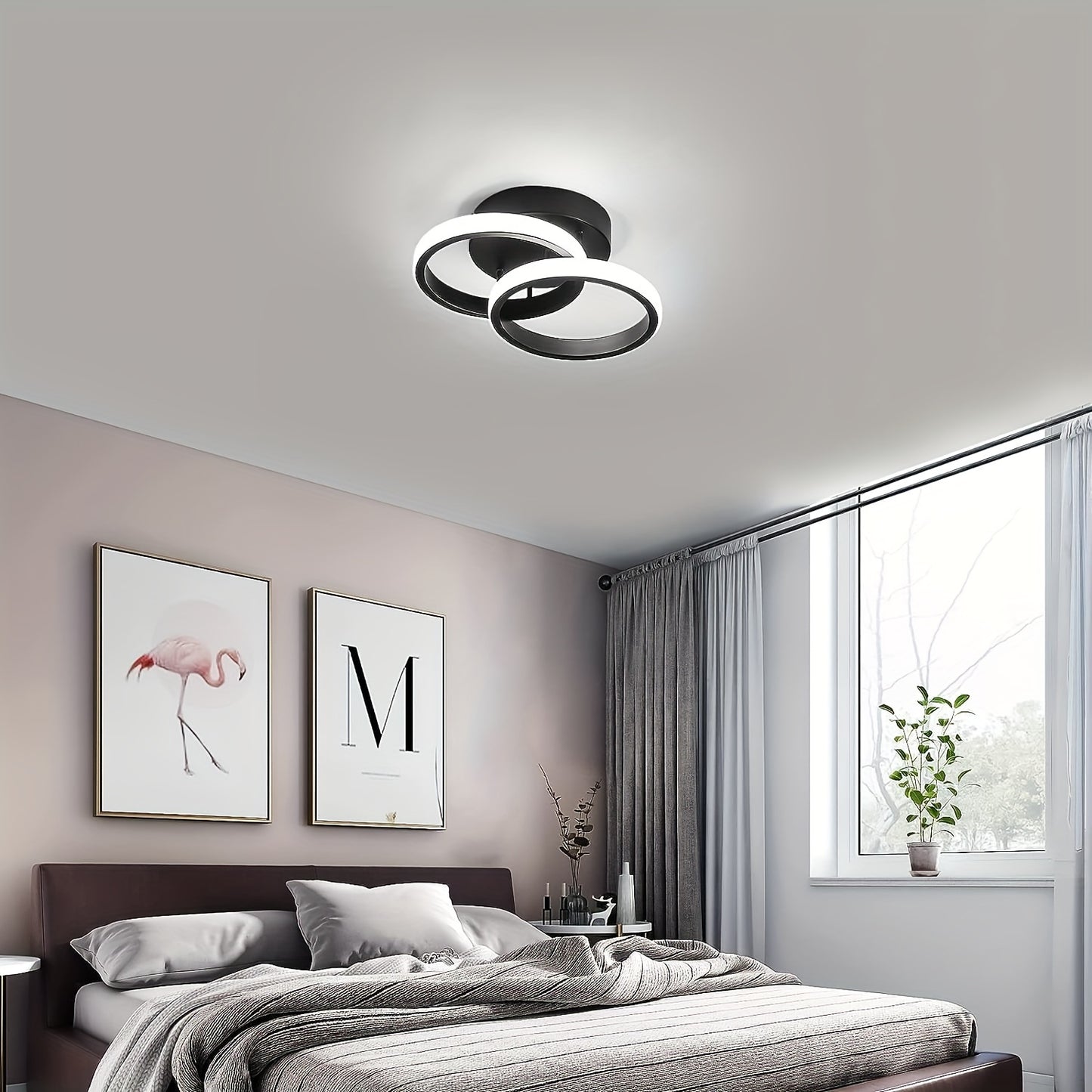 Dimbar LED-taklampa Modern Böjd Kreativ Design Taklampor LED-taklampa 3-färgstemperatur Justerbar Med Väggbrytare Kontroll Lämplig För Sovrum Hall Kök