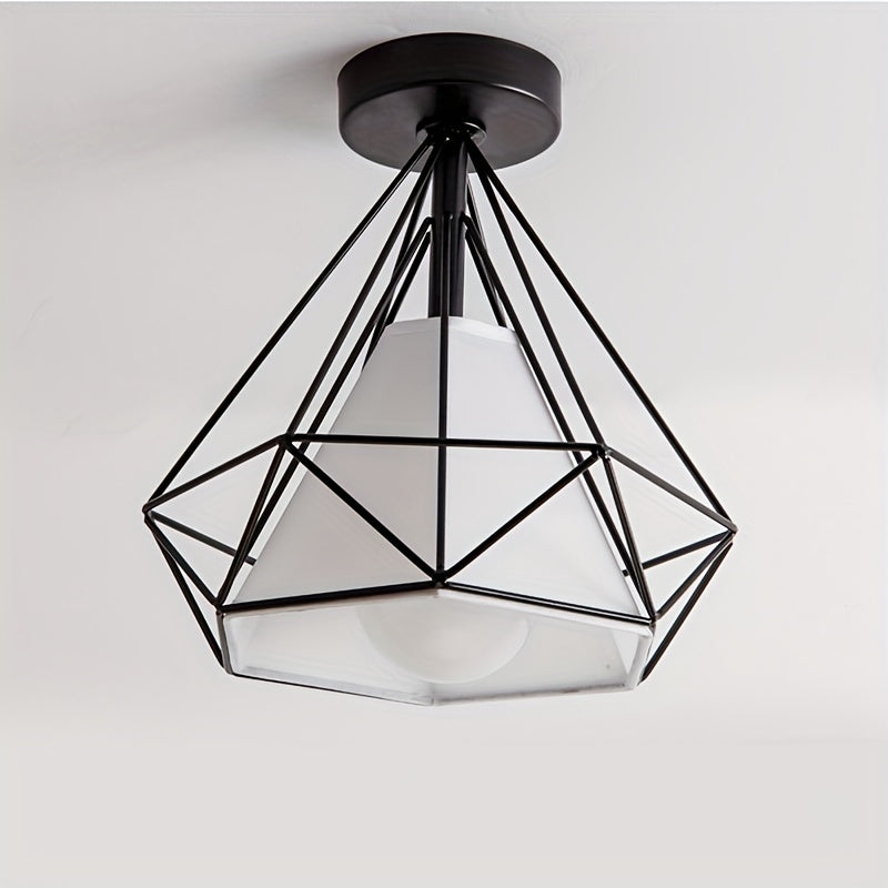 1pc Retro Vintage Industrial Flush Mount Ceiling Light, Retro Pendant Lighting Hanging Ceiling Light Fixture Cage Lamp For Hallway Stairway Bedroom Kitchen Warehouse Bar Dining Room