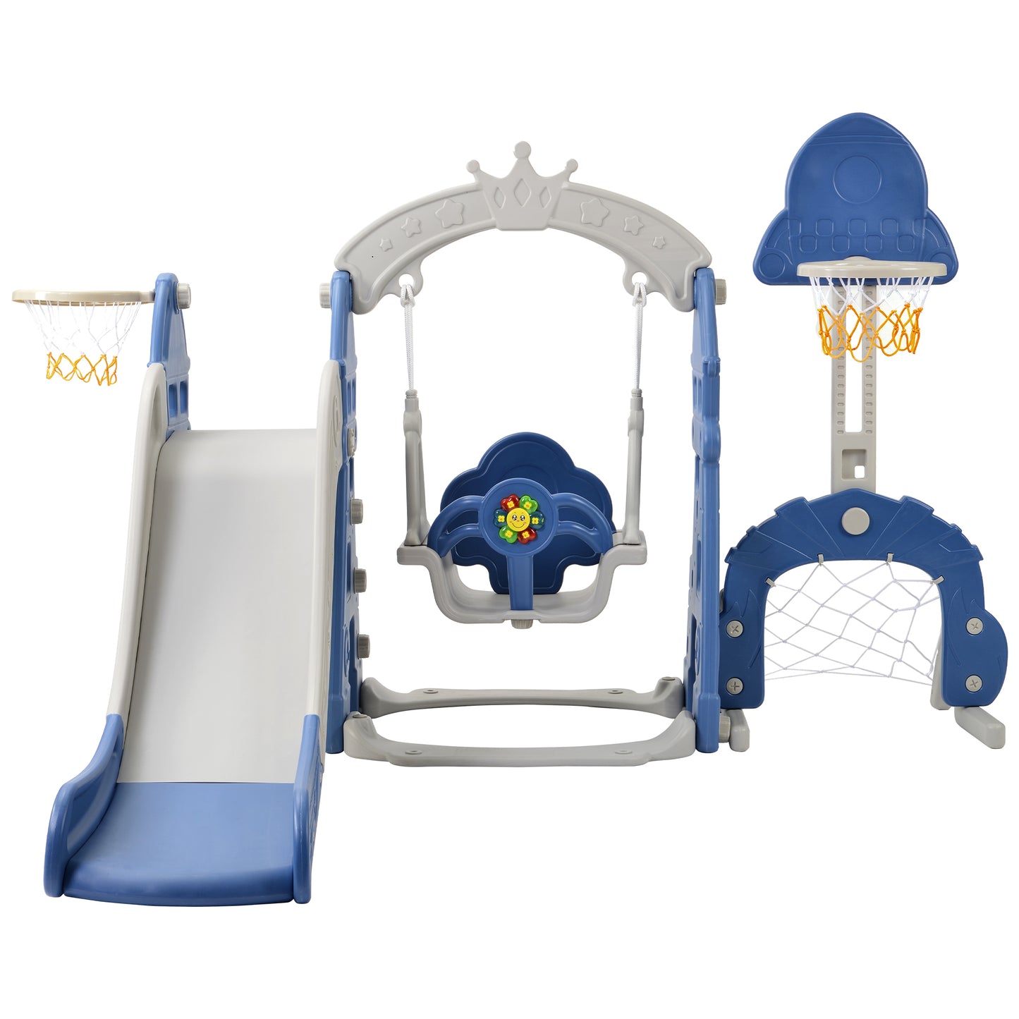 Barnens leksker 5 in1 multifunktionell   gunga, klättringstorn blå