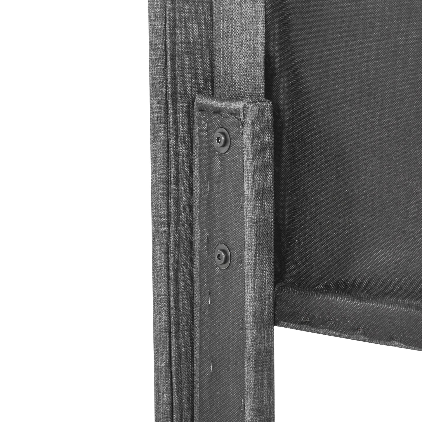 Säng  140x200 cm, i grått linne, mediumsäker (med vårmadrassen)