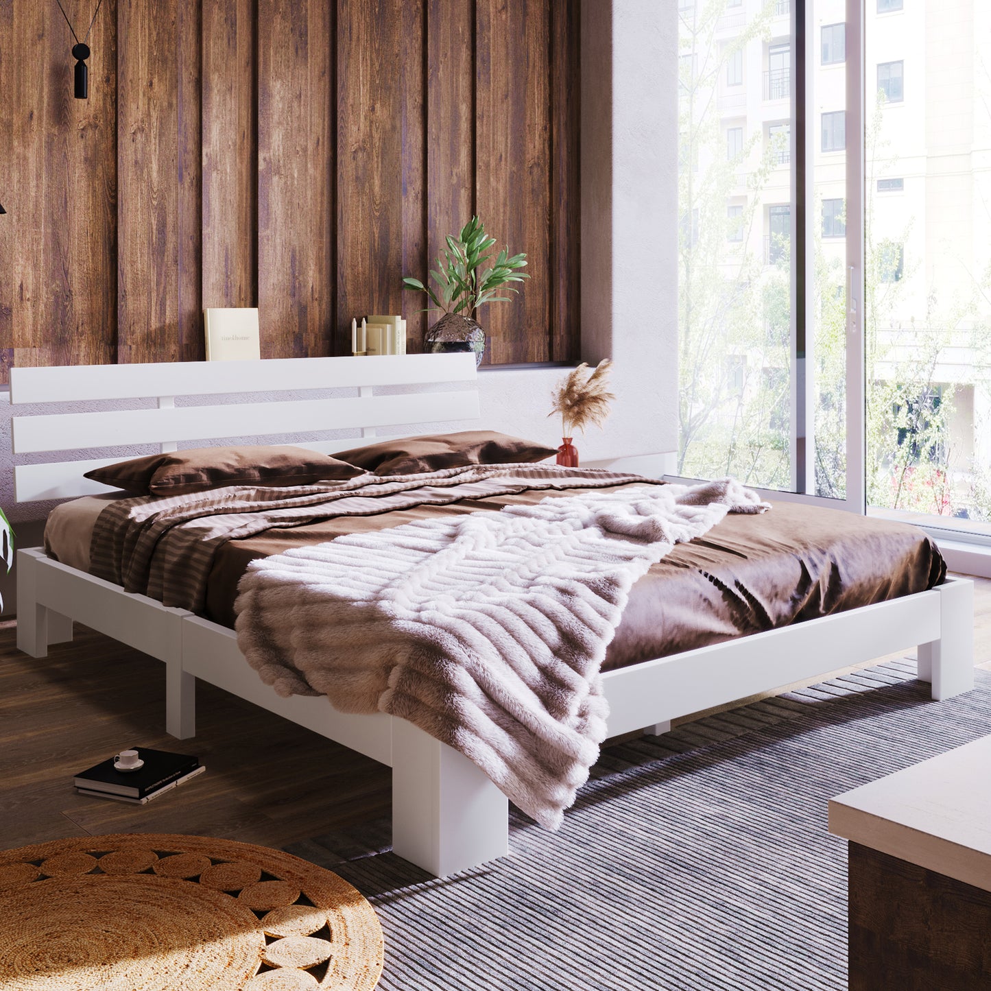 Säng ,200 x 140 cm massivt trä FSC  dubbelsäng