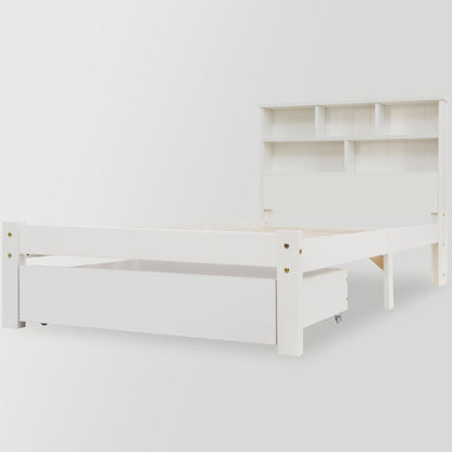 Säng enkelsäng med låda och lamell ram,  90x200 cm vit