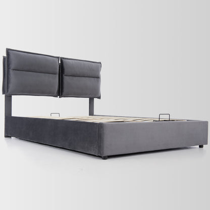 Säng dubbelsäng klädd säng 140x200 cm,   grå (med madrass)