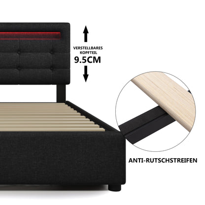 Säng äng 90x200 cm,  svart (utan madrass)