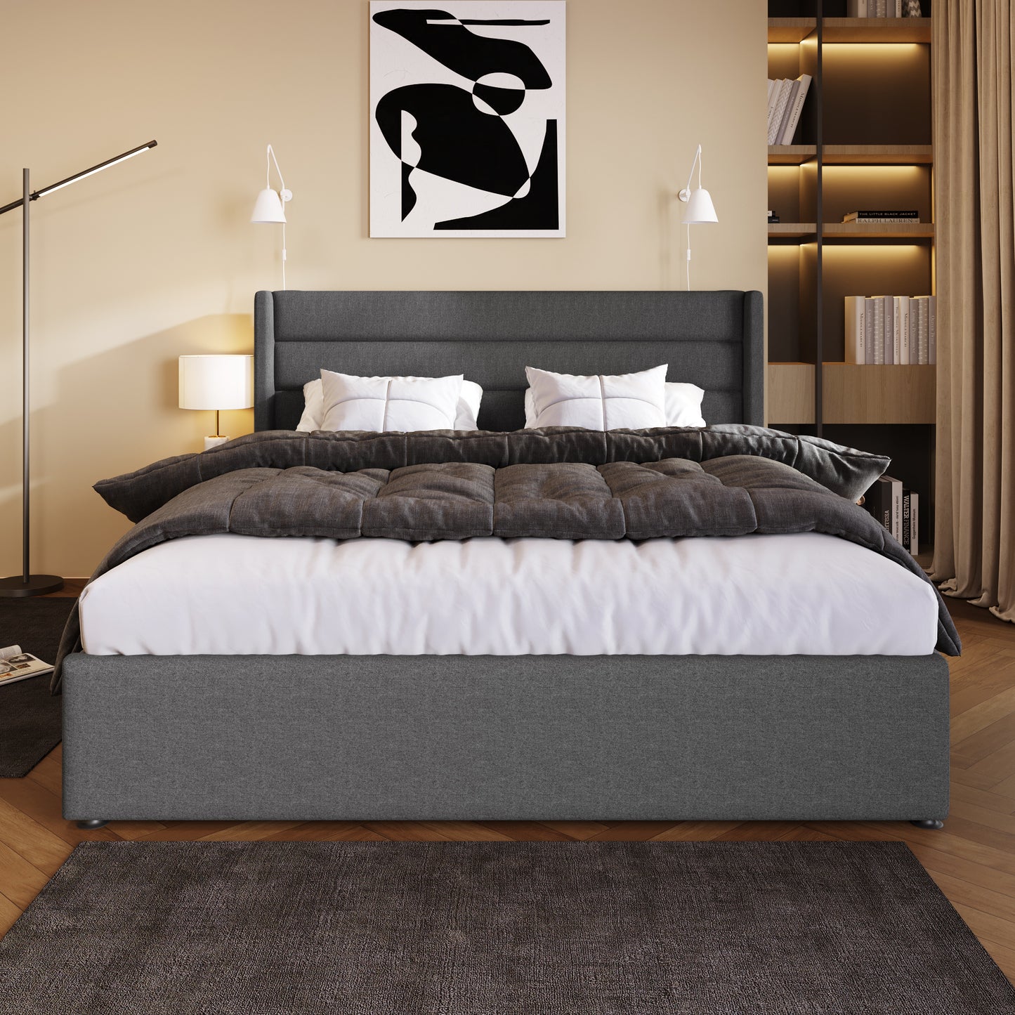 Säng hydraulisk dubbelsäng 160x200 cm,   grå