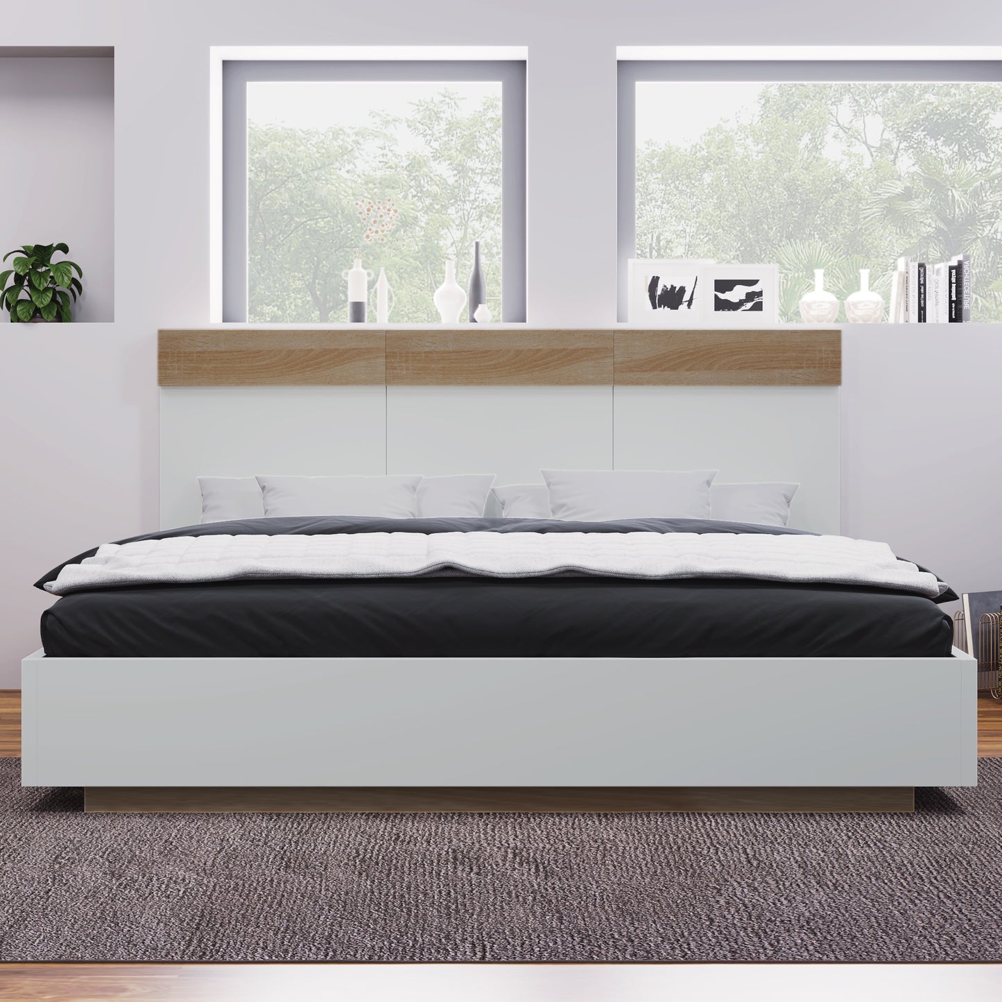 Dubbelsäng säng  205x184x90,5 cm (t/b/h) inställd i ek sonoma/vit (utan madrass)