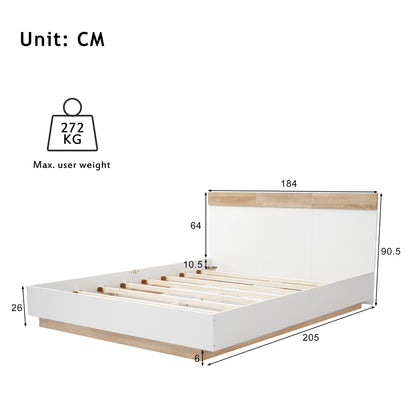 Dubbelsäng säng  205x184x90,5 cm (t/b/h) inställd i ek sonoma/vit (utan madrass)