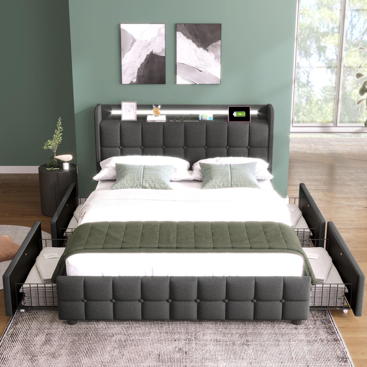Säng dubbelsäng 180x200 cm  grå (utan madrass)