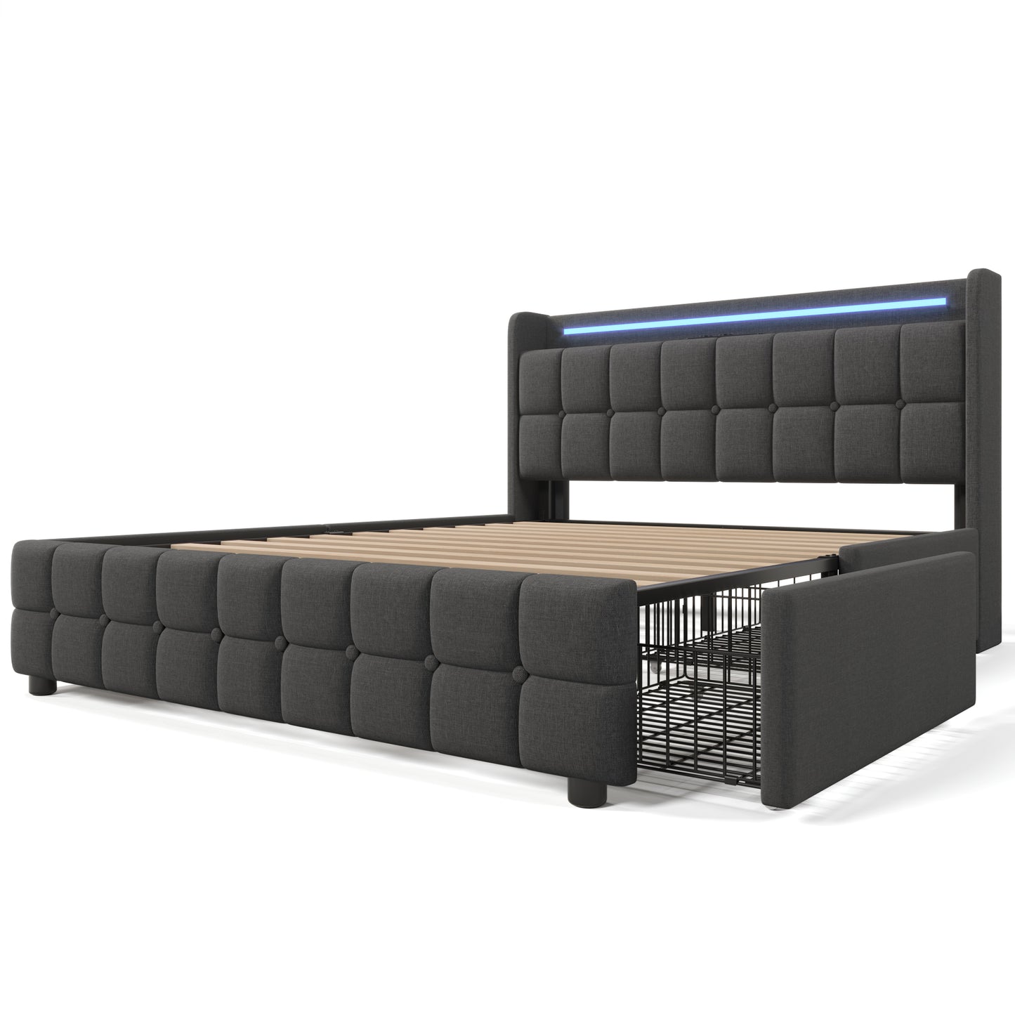 Säng dubbelsäng 180x200 cm  grå (utan madrass)