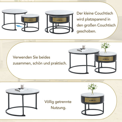 Bord,soffbord grått och svart, 70*70,5+50*40 cm