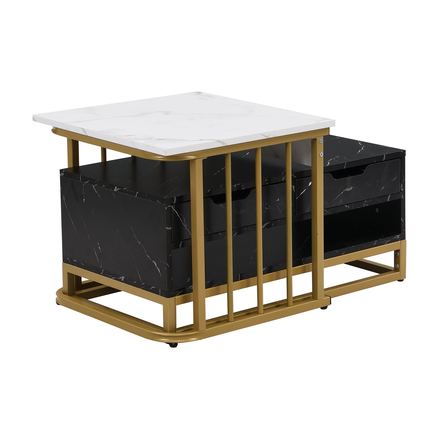 Modernt 2-delat soffbord med lådor och elegant yta