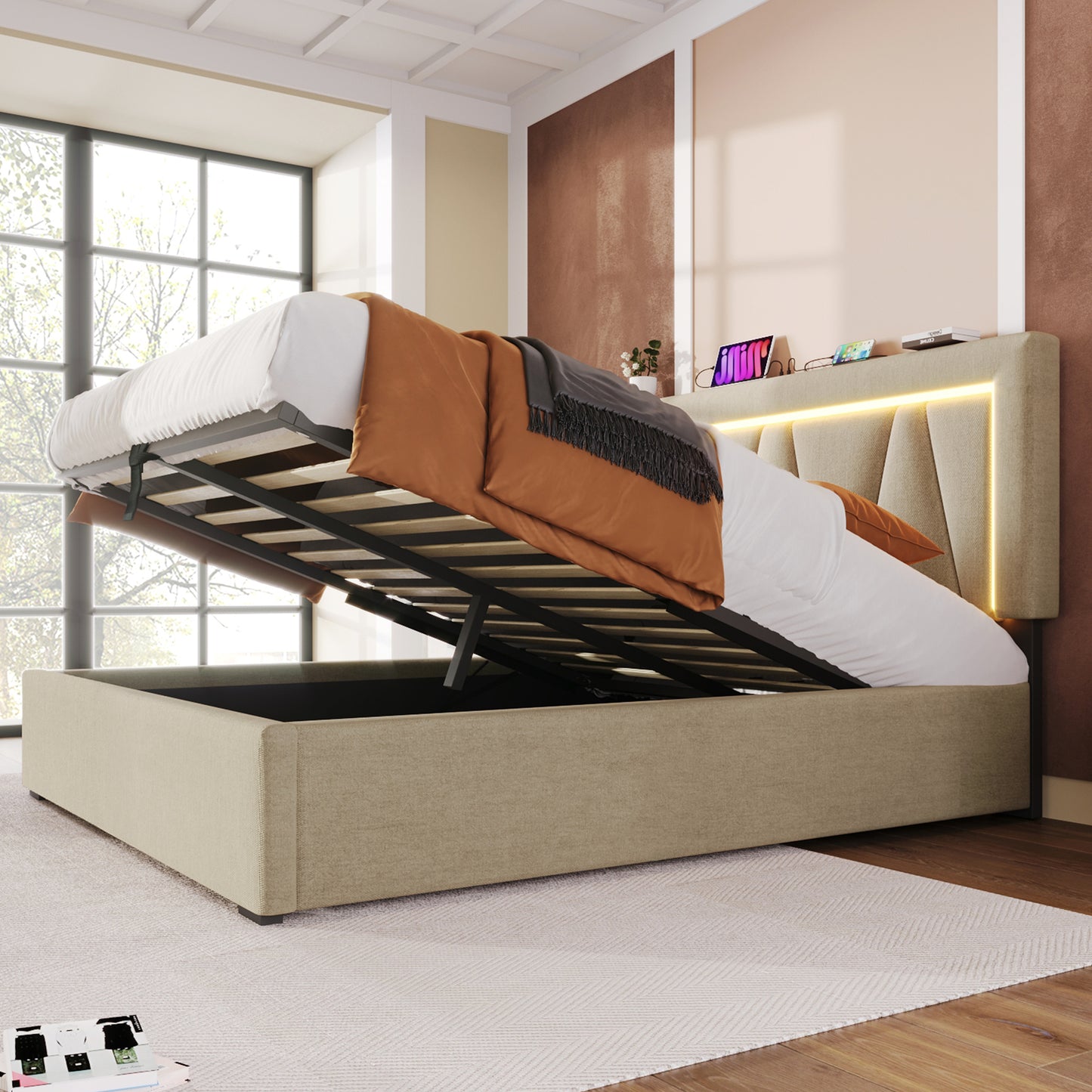 Säng dubbelsäng   140x200 med lamell ram (med madrass)